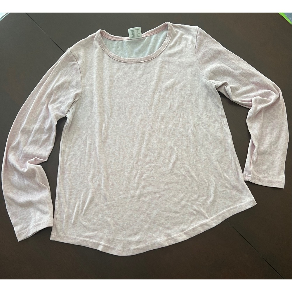 Mia & Tess Womens Large Light Pink Heathered Long Sleeve Crew Neck Top Pullover